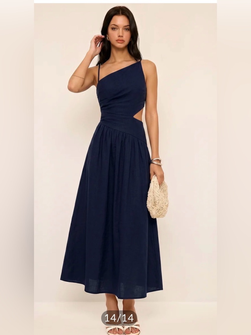 COMMENSE  Navy Cutout Maxi Dress